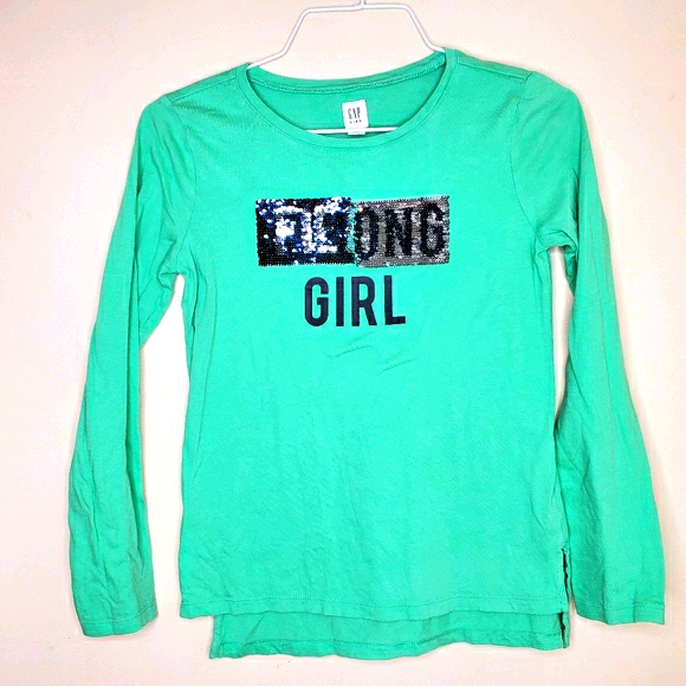 12) GAP Fierce & Strong Girl Reversible Sequin Sz. L Big Kid